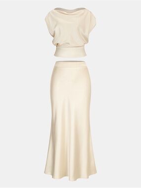 Commense Cream Set with Maxi Skirt — Elegant High-Waist Silhouette
